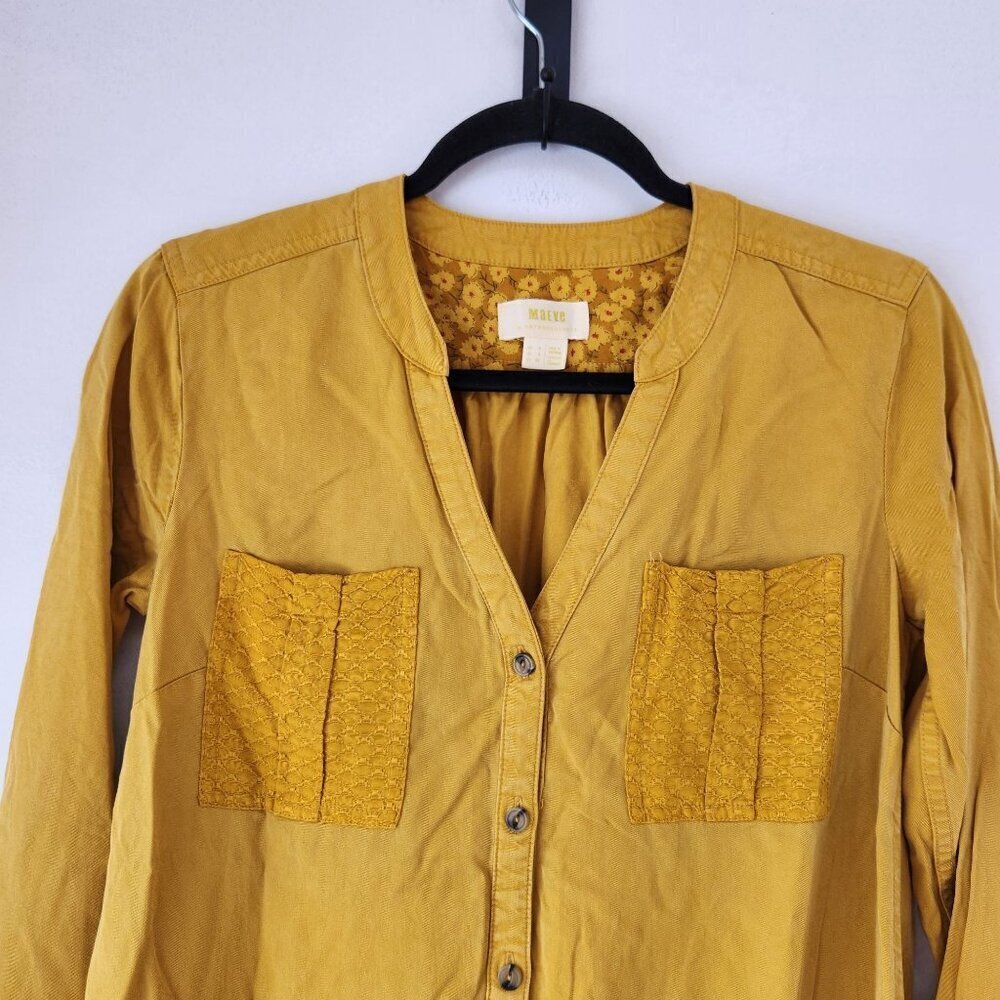 Maeve Anthropologie Maeve Marlie Dress Bobo Shirt Dress Mustard Yellow Size 0 - Picture 4 of 9